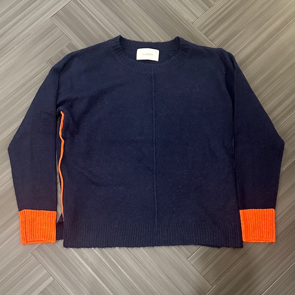 Cozy Navy and Orange Crewneck Sweater